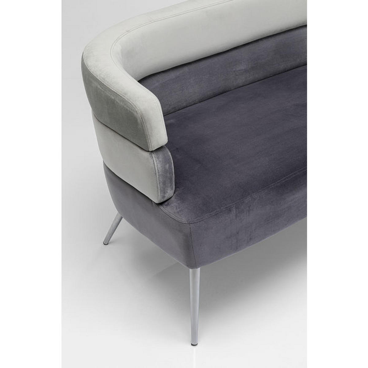 2-SITZER-SOFA Samt Grau, Hellgrau  - Hellgrau/Alufarben, Trend, Textil/Metall (125/64/64cm) - Kare-Design