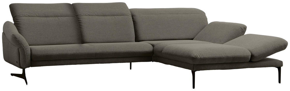 ECKSOFA in Webstoff Graubraun  - Anthrazit/Graubraun, Design, Textil/Metall (299/203cm) - Himolla
