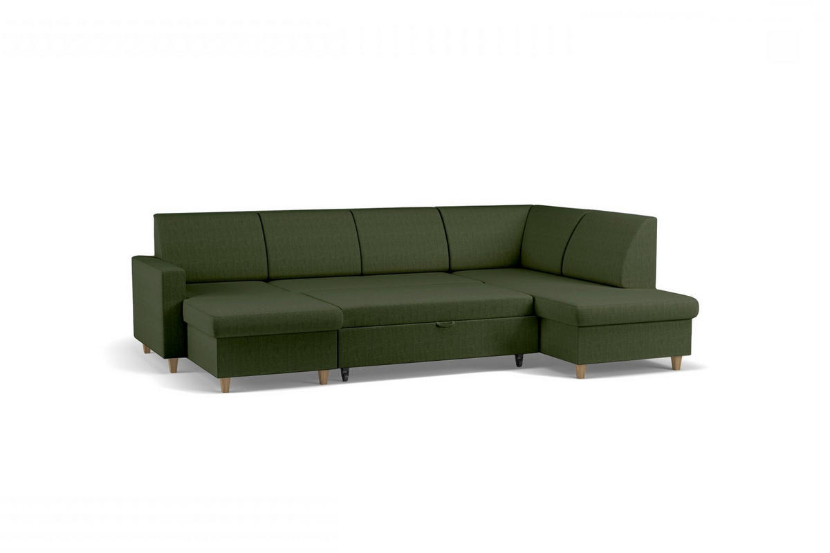 WOHNLANDSCHAFT NIKAS Grün Bouclé  - Buchefarben/Grün, Design, Holz/Textil (310/160/145cm) - MID.YOU