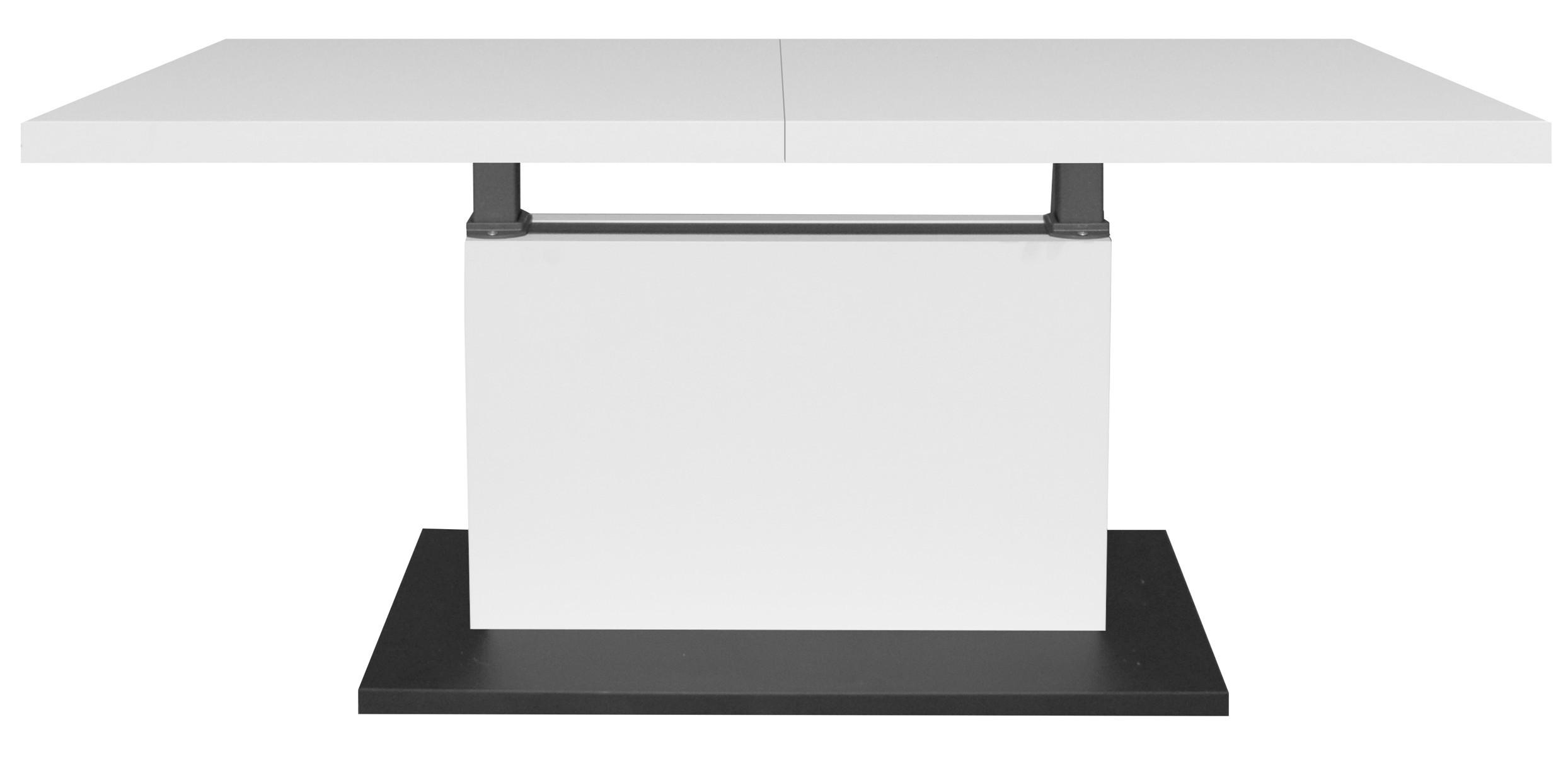 COUCHTISCH Lift Couchtisch rechteckig Schwarz, Weiß  - Schwarz/Weiß, Design, Holzwerkstoff/Metall (120-160/56-75/70cm) - MID.YOU