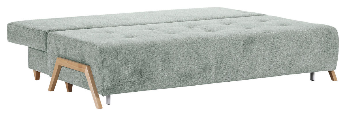 SCHLAFSOFA  mit Liegefunktion, Rücken echt Flachgewebe Hellgrau  - Buchefarben/Hellgrau, KONVENTIONELL, Holz/Textil (204/75/100cm) - Carryhome