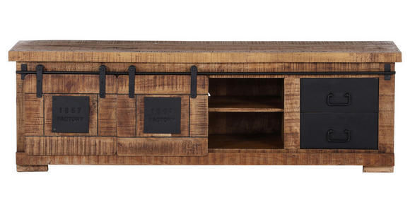 LOWBOARD  in 160/50/45 cm  - Schwarz/Naturfarben, KONVENTIONELL, Holz/Holzwerkstoff (160/50/45cm) - Landscape