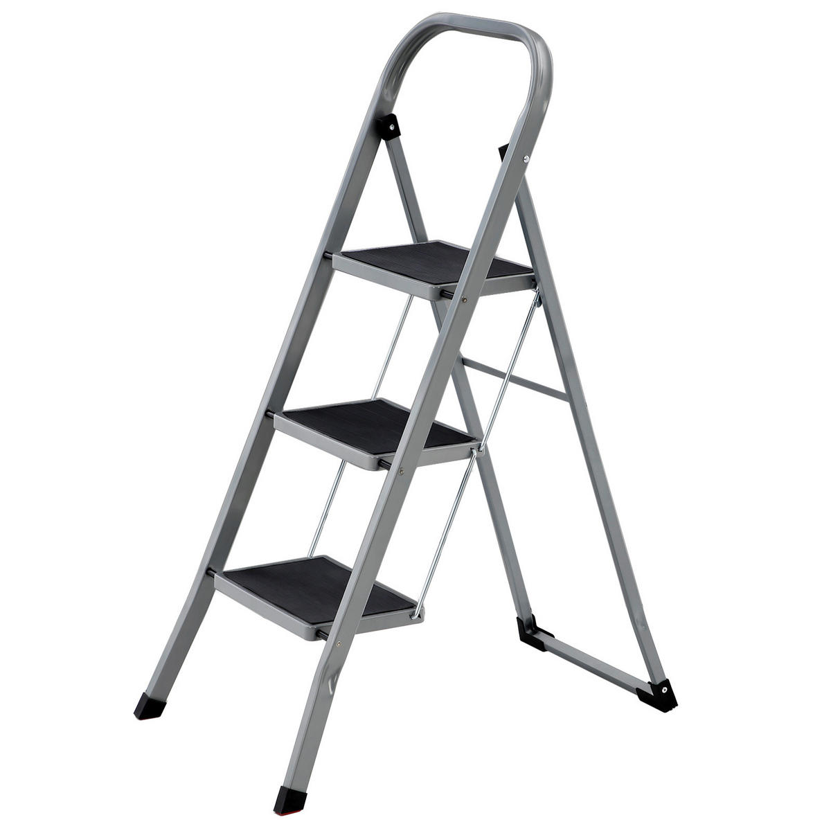 KLAPPTRITTLEITER - Grau, Basics, Metall (46,5/105/74,5cm)