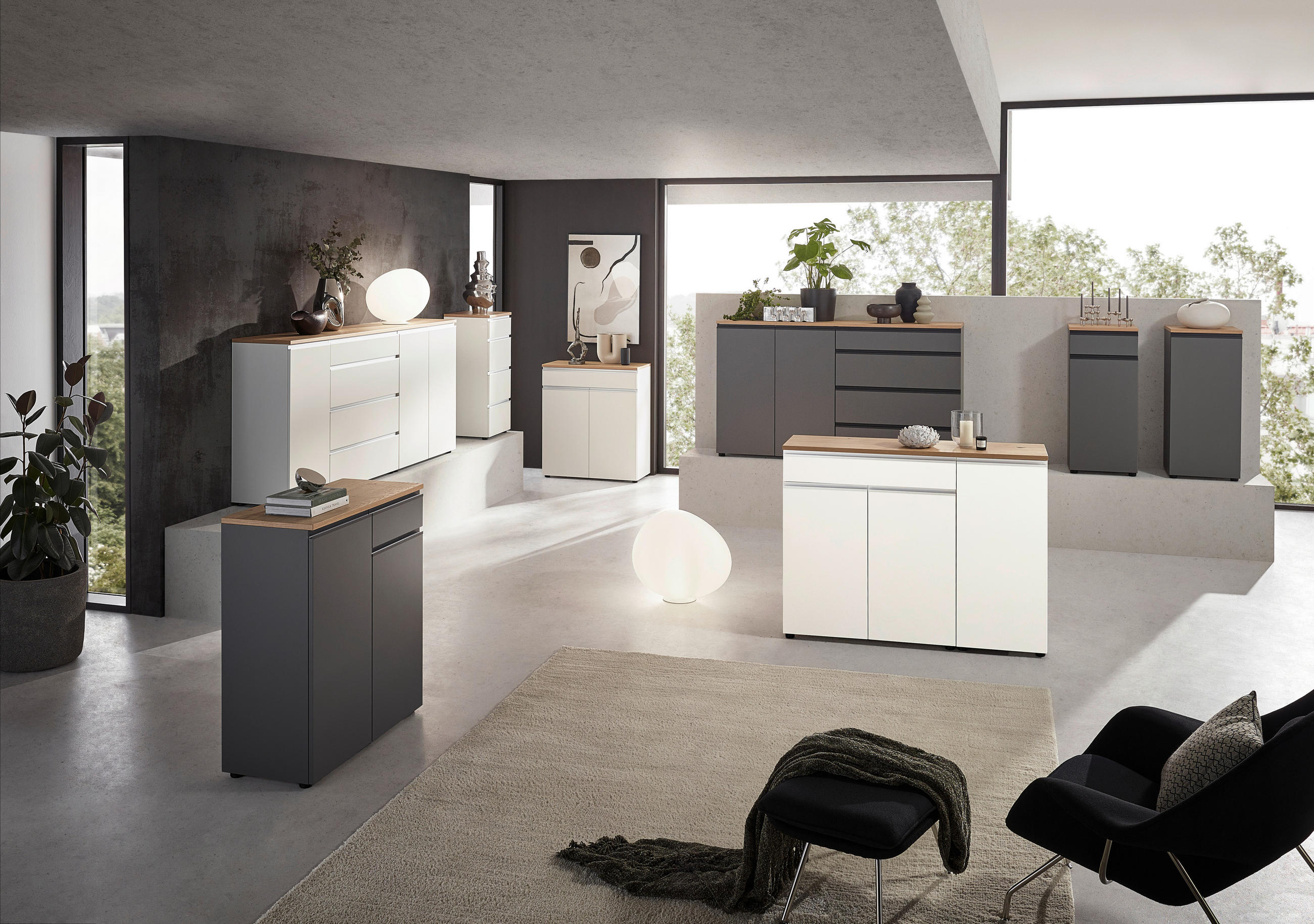 KOMMODE in 90/102/41 cm - Eichefarben/Schwarz, Design, Holz/Holzwerkstoff (90/102/41cm) - Dieter Knoll