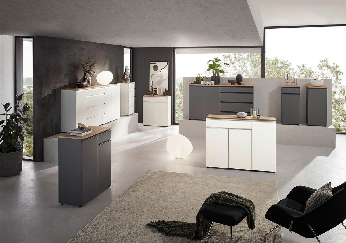 SIDEBOARD 180/102/41 cm  in Weiss  - Weiss/Eichefarben, Design, Holz/Holzwerkstoff (180/102/41cm) - Dieter Knoll