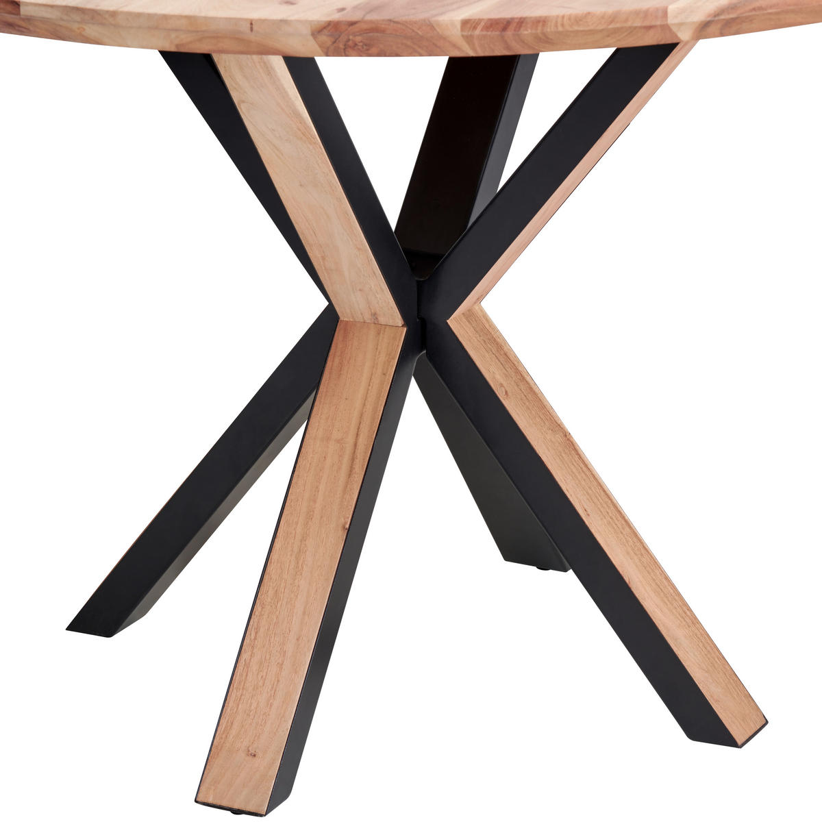 JEDÁLENSKÝ STÔL, akácia, farba akácie, 120/76/120 cm - čierna/farba akácie, Natur, kov/drevo (120/76/120cm) - Livetastic
