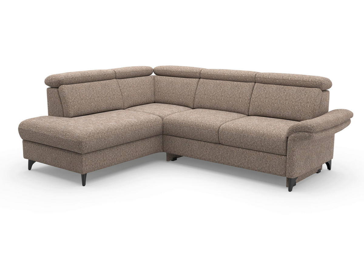 ECKSOFA Chenille Cappuccino  - Schwarz/Cappuccino, Konventionell, Textil/Metall (193/247cm) - Sit & More