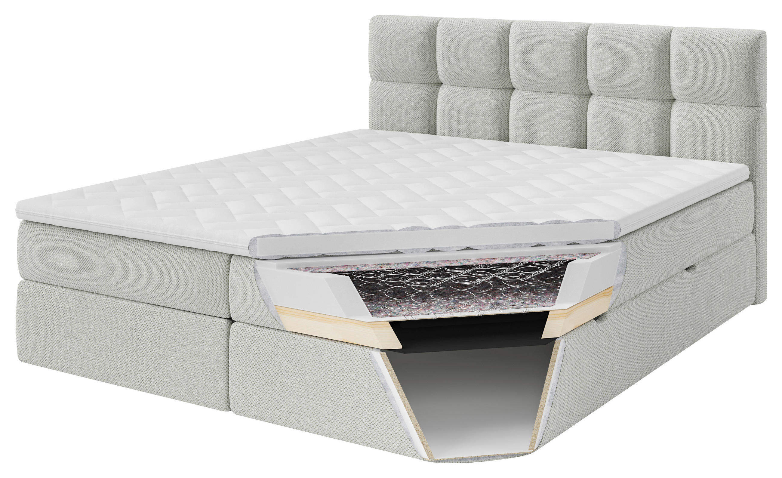 BOXBETT 180/220 cm  in Beige  - Beige/Schwarz, MODERN, Holz/Kunststoff (180/220cm) - MID.YOU