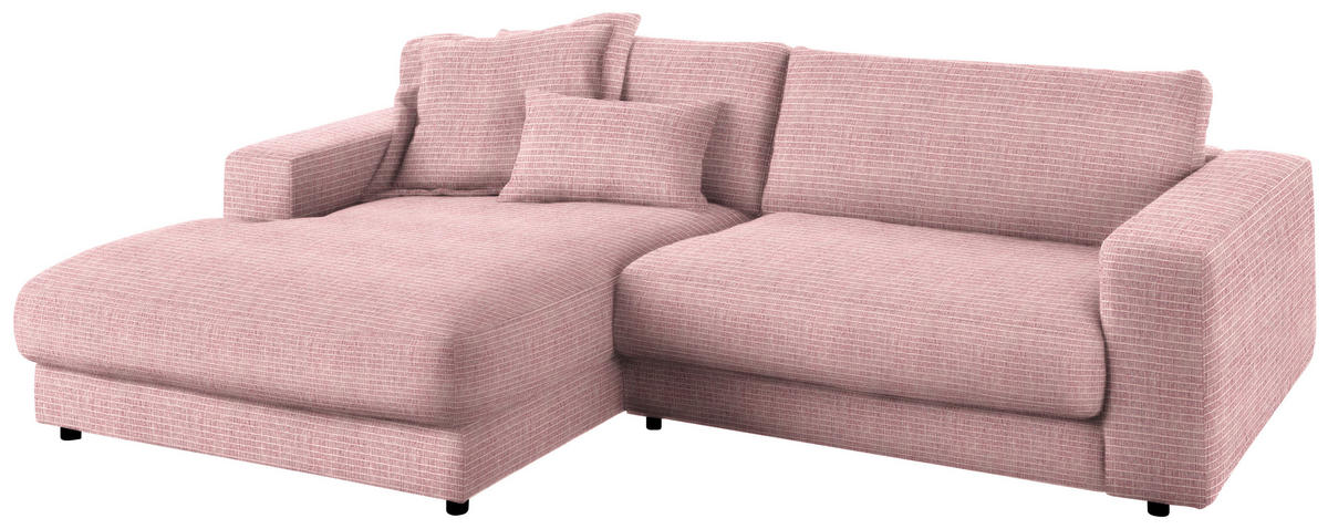ECKSOFA in Chenille Rosa  - Schwarz/Rosa, Design, Kunststoff/Textil (190/270cm) - Lomoco