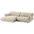 ECKSOFA  in Flachgewebe Creme  185/264 cm  - Creme/Schwarz, Design, Kunststoff/Textil (185/264cm) - Belluti