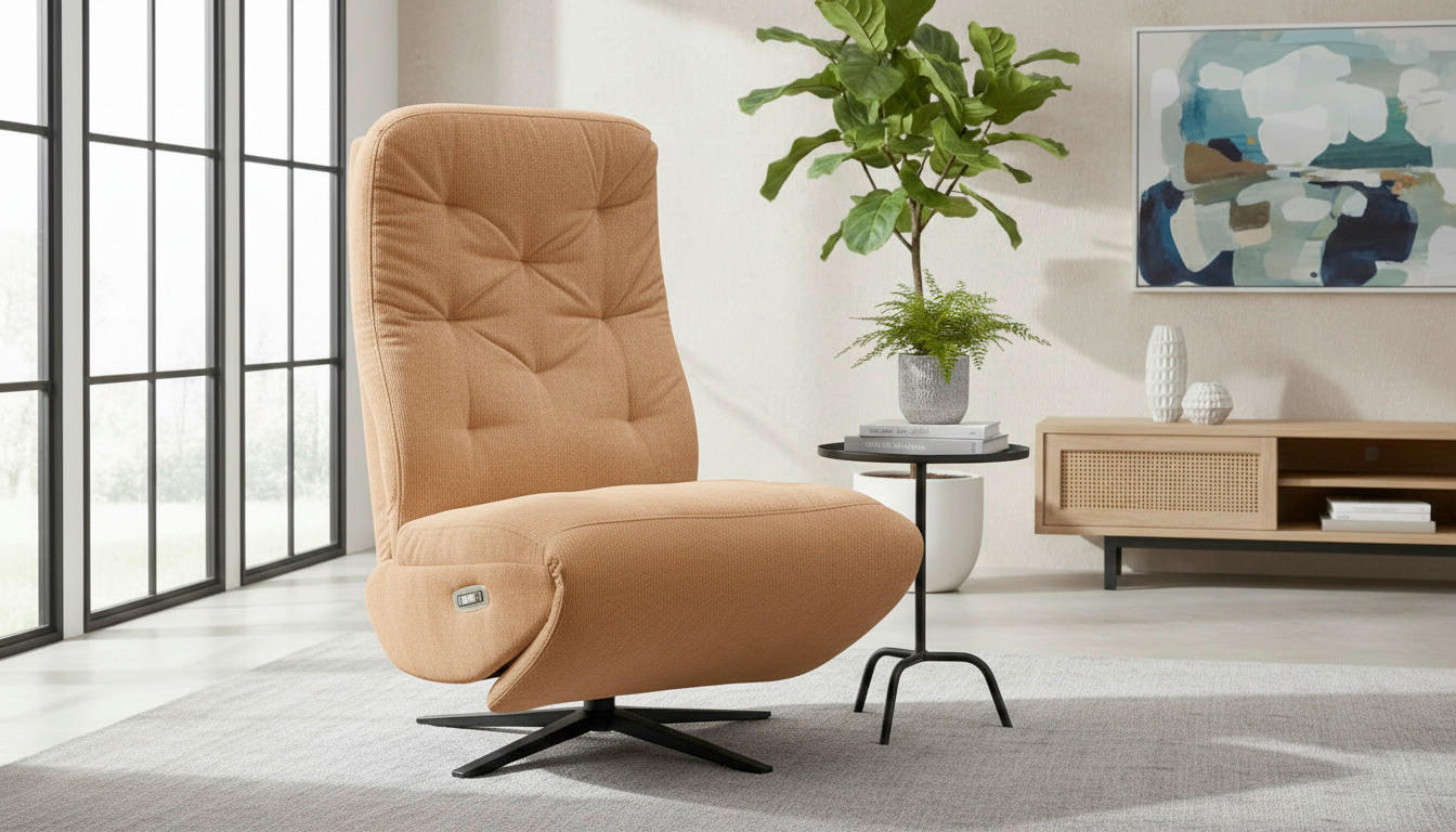 RELAXSESSEL NORA Webstoff    - Rostfarben/Schwarz, Design, Textil/Metall (68/113/84cm) - Livetastic