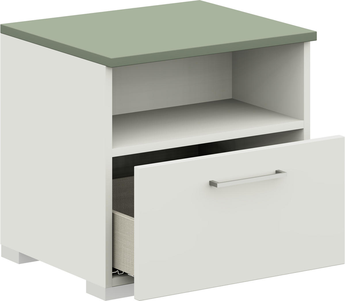 NACHTTISCH 50/48/42,1 cm  in Weiss, Salbeigrün  - Weiss/Edelstahlfarben, Design, Holzwerkstoff/Metall (50/48/42,1cm) - Cantus