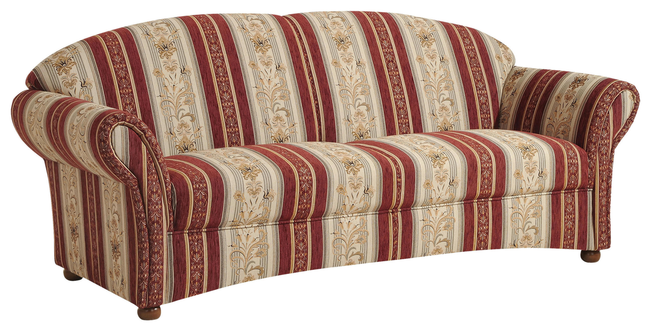 3-SITZER-SOFA Chenille Rot, Beige  - Beige/Rot, Design, Holz/Textil (202/85/81cm) - Max Winzer