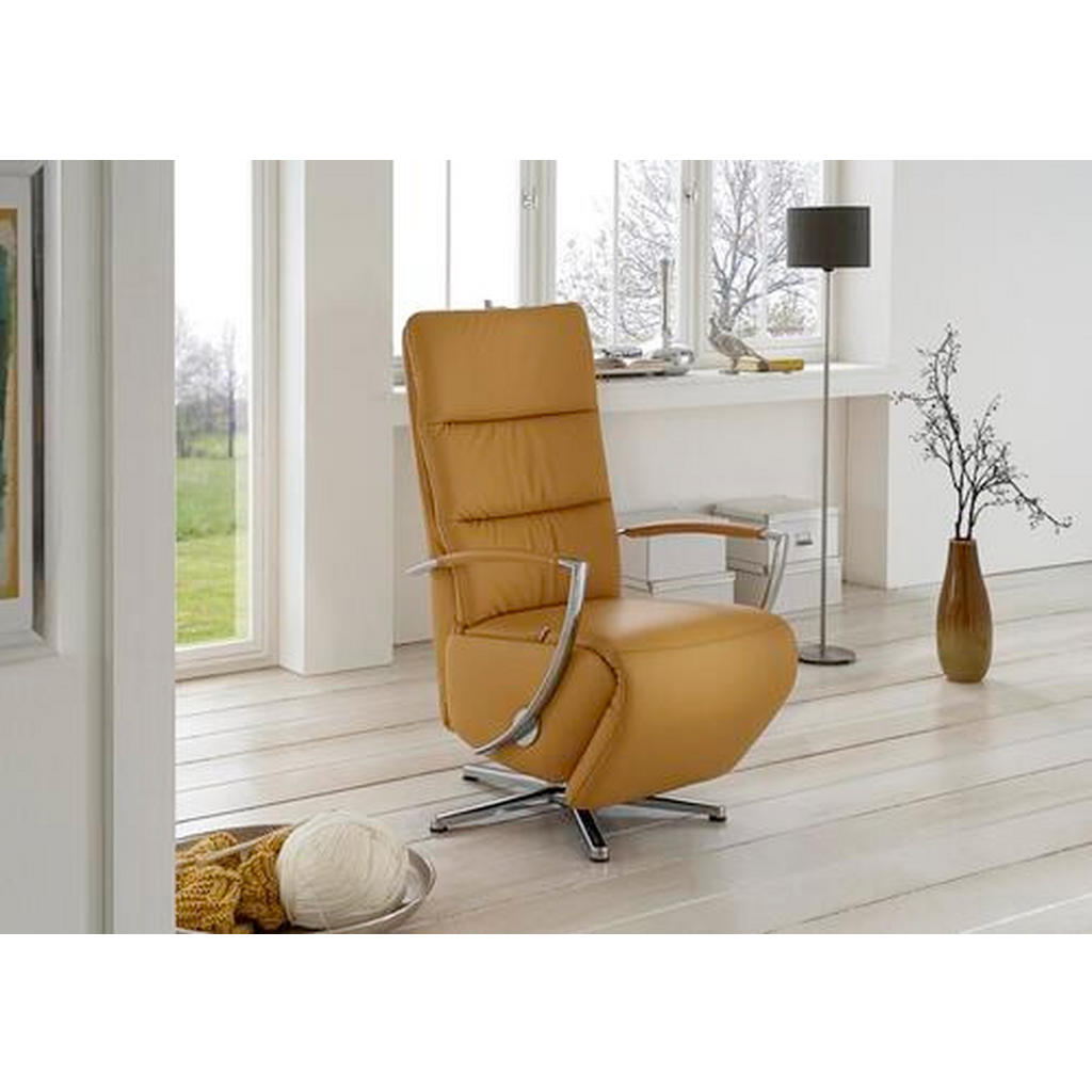 Thumbnail - Cantus Relaxsessel, Gelb, Leder, Echtleder, Color-Finish-Leder, 64x108-112x80 cm, Goldenes M, Lederauswahl, Stoffauswahl...