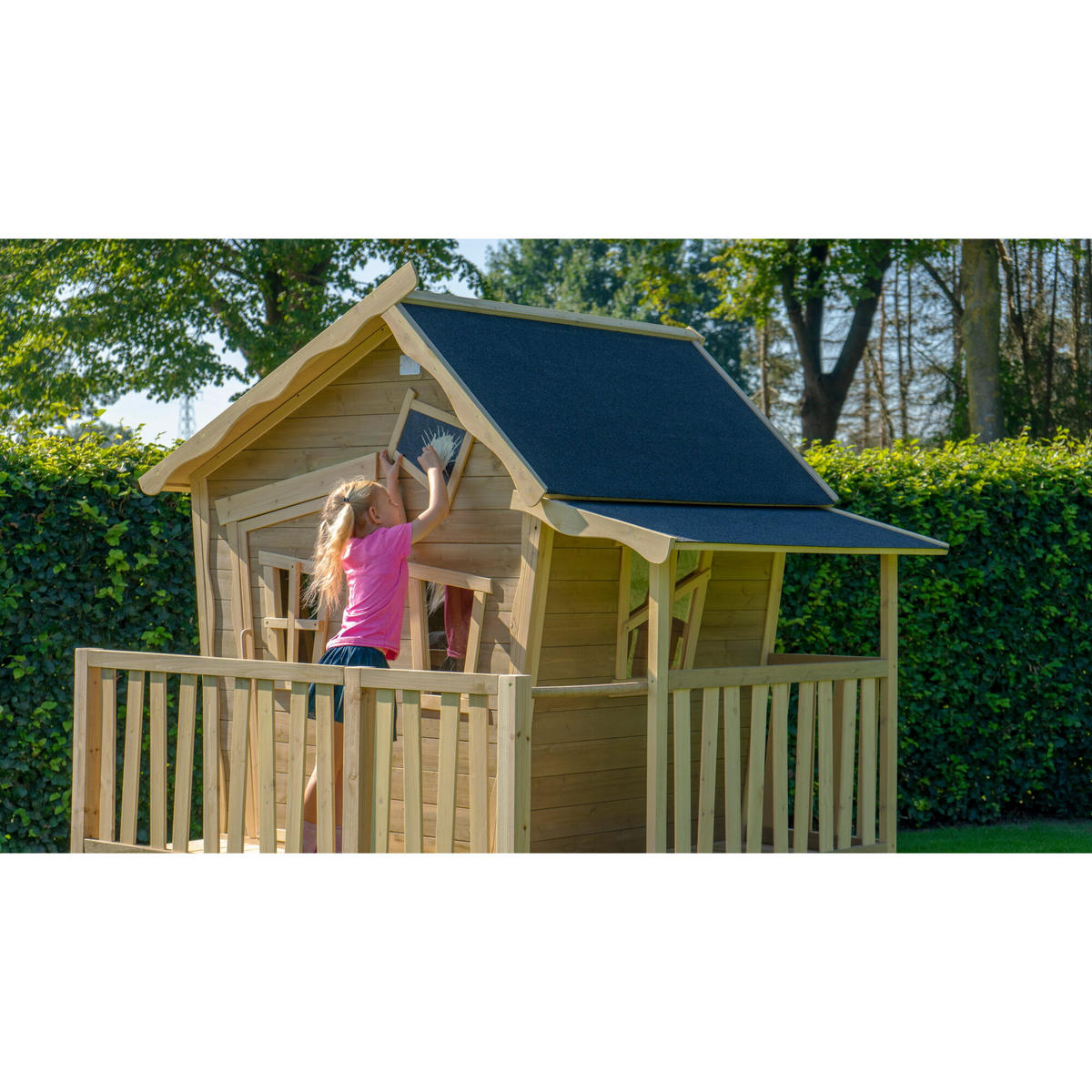 SPIELHAUS  - Rot/Naturfarben, KONVENTIONELL, Holz (322/184/227cm) - EXIT Toys