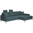 ECKSOFA Blau Cord  - Blau/Schwarz, KONVENTIONELL, Textil/Metall (276/173cm) - Carryhome
