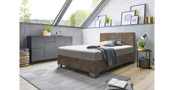 BOXSPRINGBETT 100/200 cm  in Taupe  - Taupe/Graphitfarben, Design, Holz/Textil (100/200cm) - Hom`in