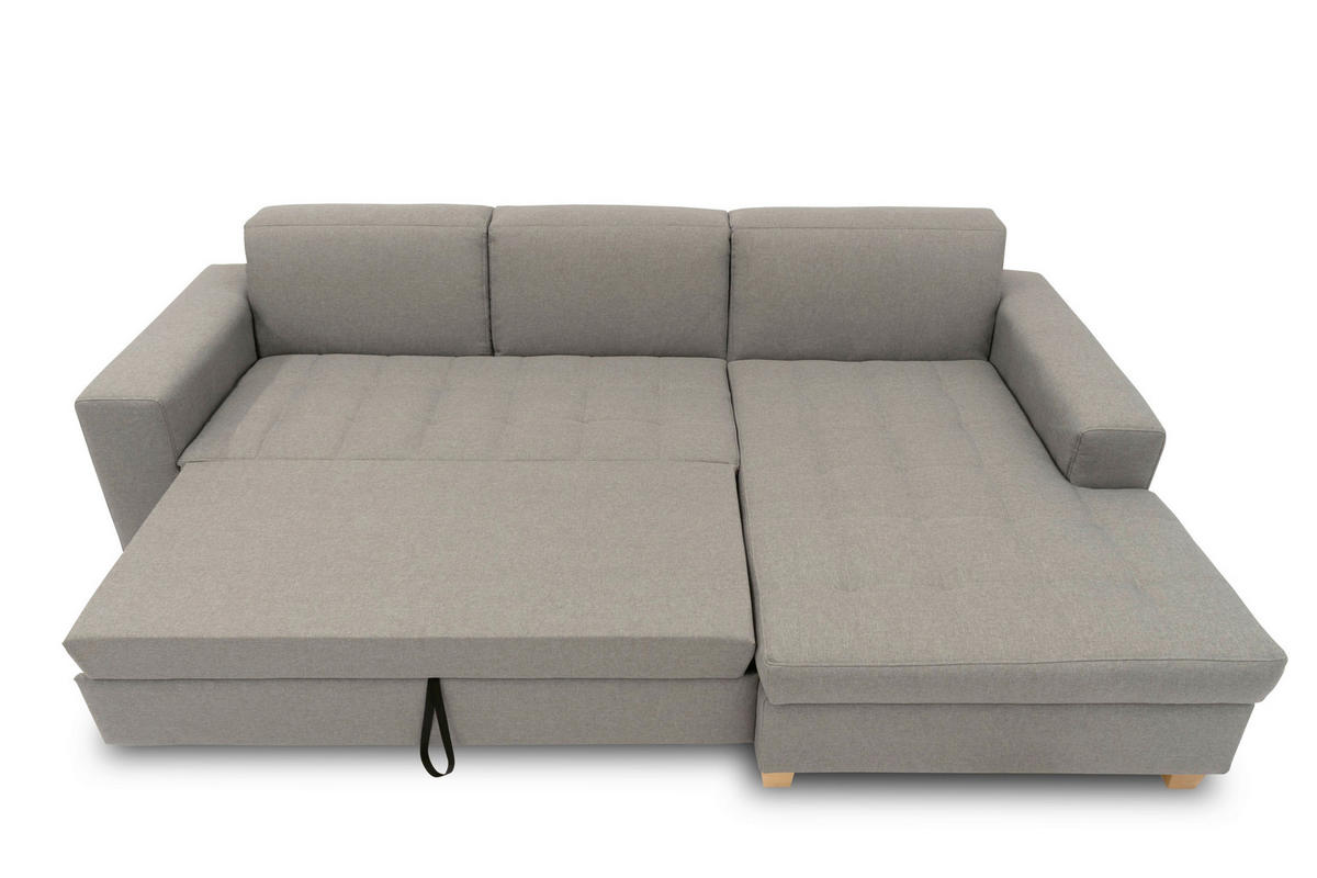 ECKSCHLAFSOFA  SUGAR Silberfarben Webstoff  - Buchefarben/Silberfarben, Basics, Holz/Textil (266/162cm) - MID.YOU