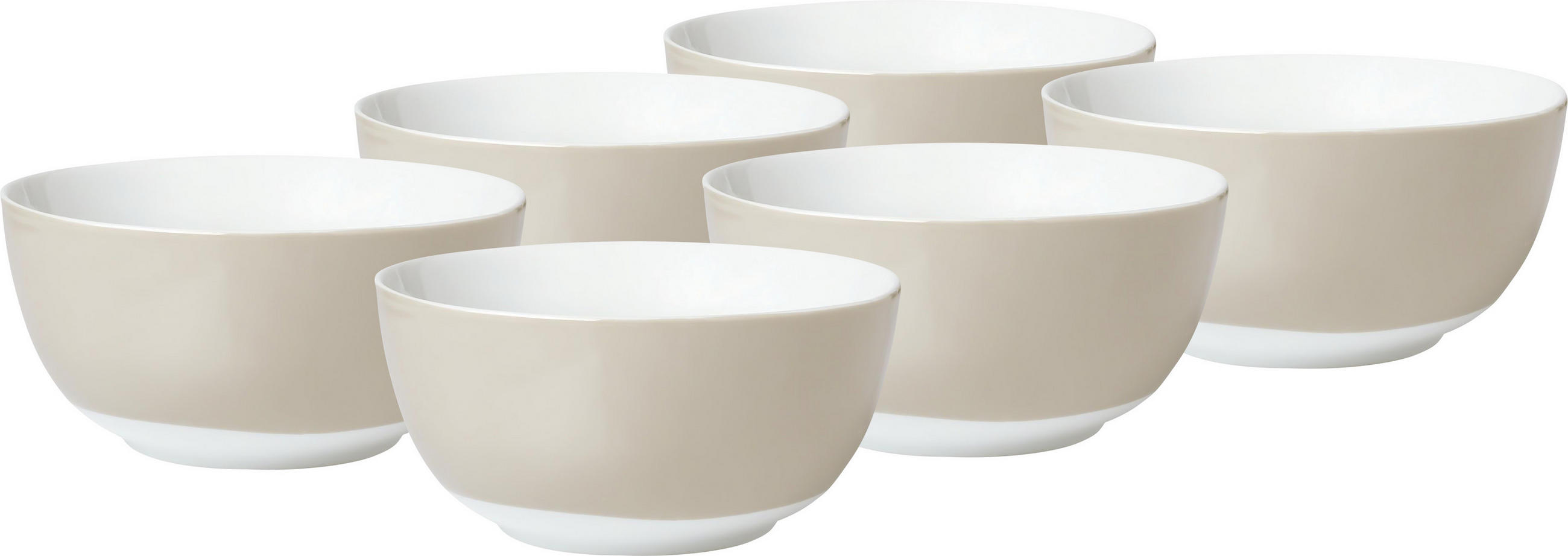 MÜSLISCHALENSET - Taupe/Weiß, Basics, Keramik (14/6cm)