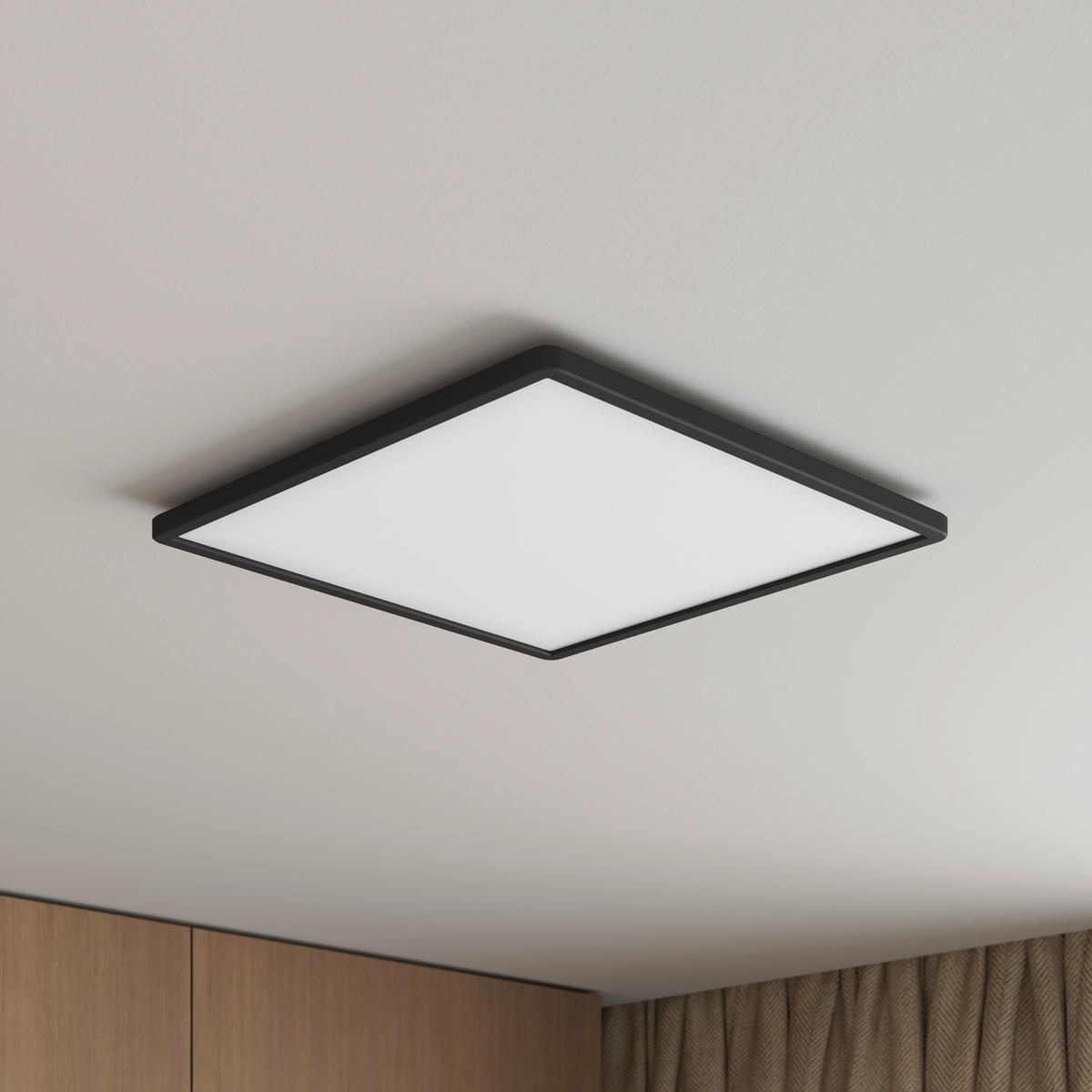LED MENNYEZETI LÁMPA - fekete, Basics, műanyag (42/42/2,9cm) - Novel