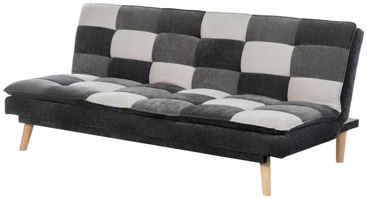 SCHLAFSOFA Chenille Grau, Schwarz, Weiß  - Schwarz/Naturfarben, Design, Holz/Textil (180/77/91cm) - MID.YOU