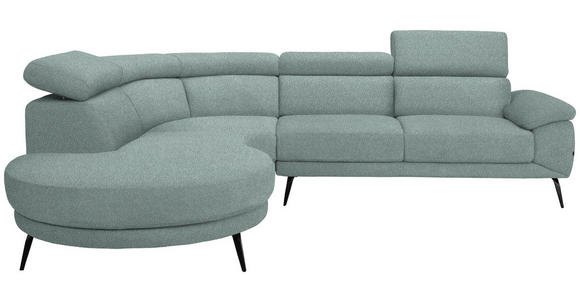 ECKSOFA in Velours Mintgrün  - Schwarz/Mintgrün, Design, Textil/Metall (264/299cm) - Novel