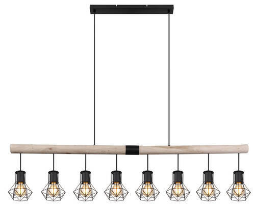 HÄNGELEUCHTE 140/13,3/120 cm    - Schwarz/Naturfarben, Natur, Holz/Kunststoff (140/13,3/120cm) - Globo