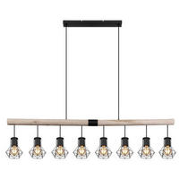 HÄNGELEUCHTE 140/13,3/120 cm    - Schwarz/Naturfarben, Natur, Holz/Kunststoff (140/13,3/120cm) - Globo
