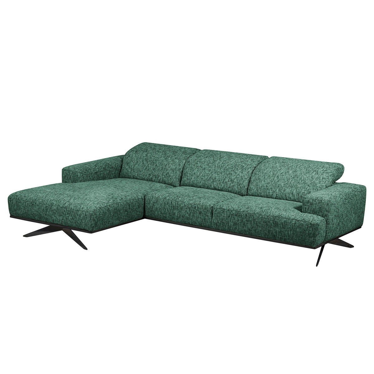 ECKSOFA Struktur Grün  - Schwarz/Grün, Design, Holz/Textil (187/295cm) - Livetastic