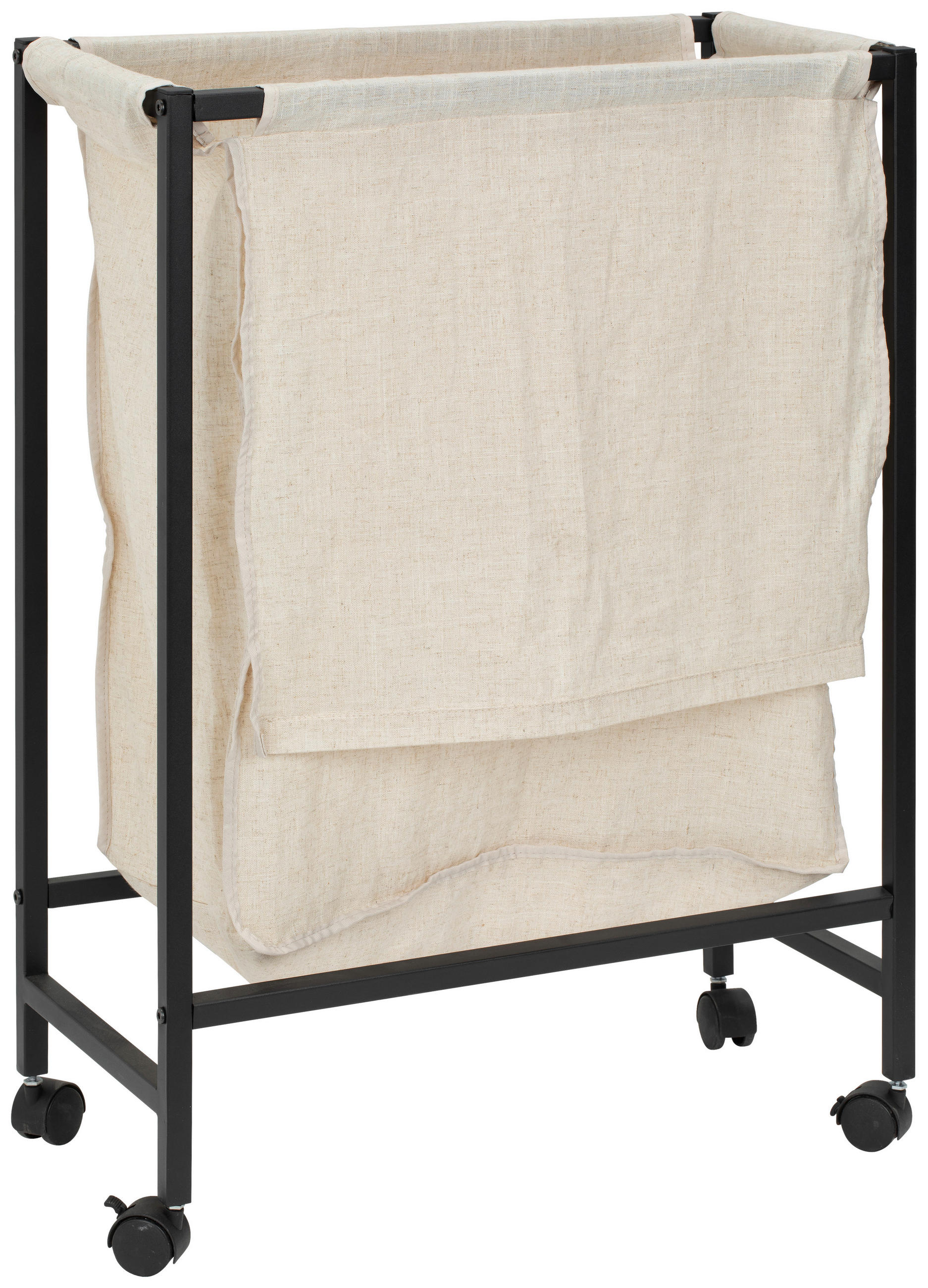WÄSCHEKORB - Beige/Schwarz, MODERN, Textil/Metall (56/78/29cm) - PBJ