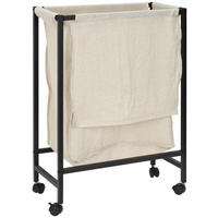 WÄSCHEKORB - Beige/Schwarz, MODERN, Textil/Metall (56/78/29cm) - PBJ