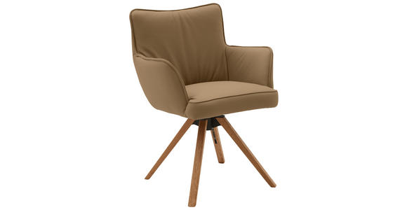 ARMLEHNSTUHL in Echtleder pigmentiert - Eichefarben/Bernsteinfarben, Design, Leder/Holz (63/88/65cm) - Valnatura