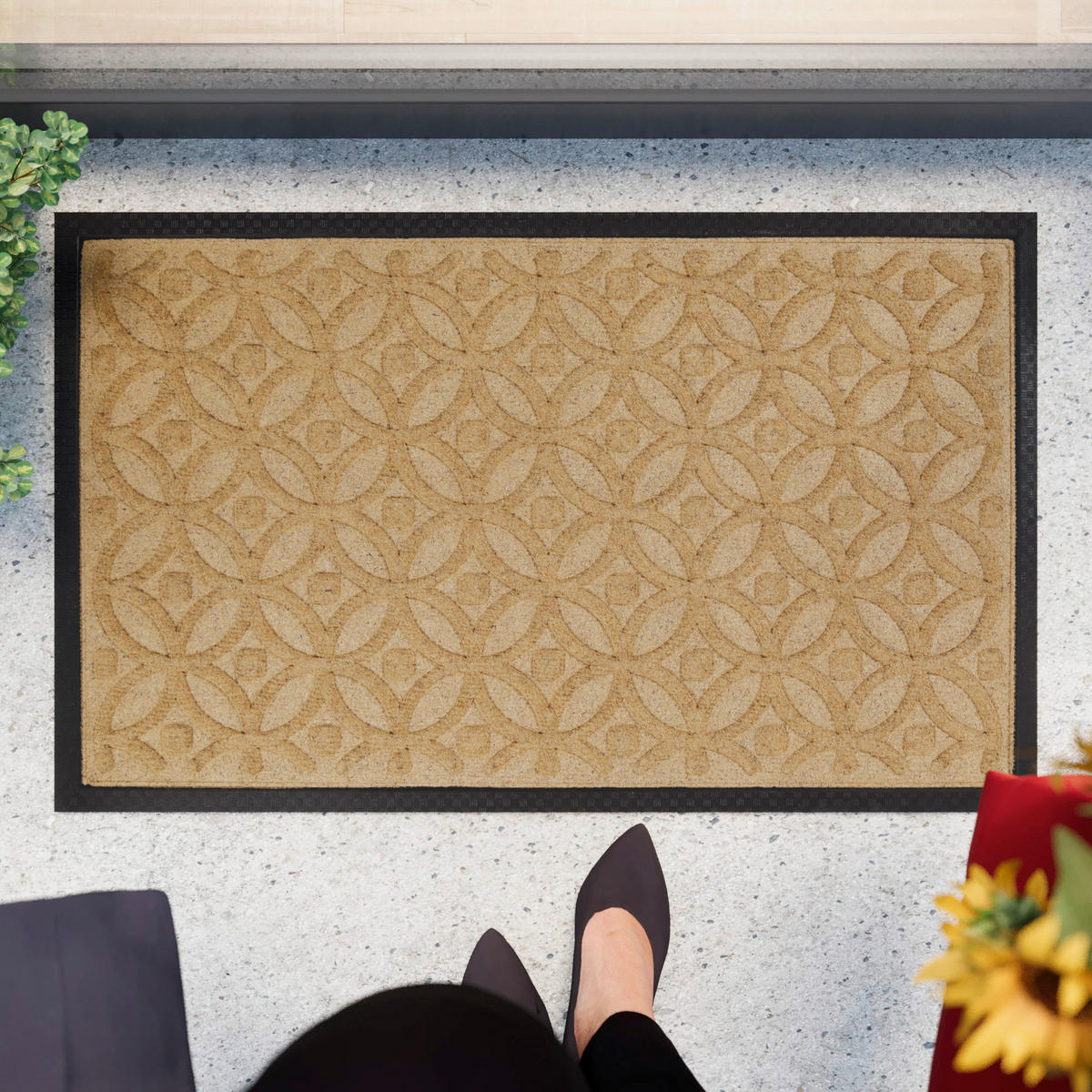 FUßMATTE 40/60 cm Midnight Mosaic  - Beige/Schwarz, KONVENTIONELL, Kunststoff/Textil (40/60cm) - WECON HOME