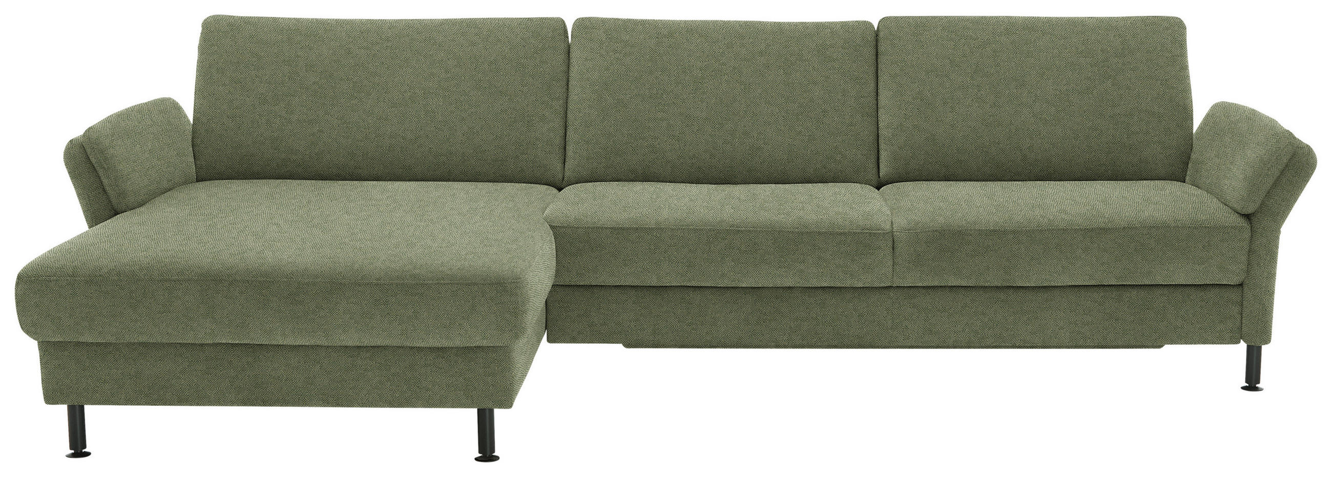 ECKSOFA  in Chenille, Flachgewebe Olivgrün  175/316 cm  - Schwarz/Olivgrün, Design, Textil/Metall (175/316cm) - Dieter Knoll