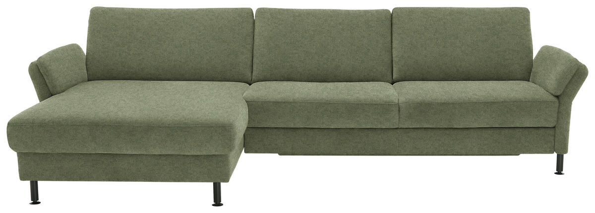 ECKSOFA  in Chenille, Flachgewebe Olivgrün  175/316 cm  - Schwarz/Olivgrün, Design, Textil/Metall (175/316cm) - Dieter Knoll