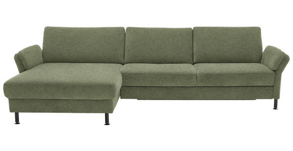 ECKSOFA  in Chenille, Flachgewebe Olivgrün  175/316 cm  - Schwarz/Olivgrün, Design, Textil/Metall (175/316cm) - Dieter Knoll