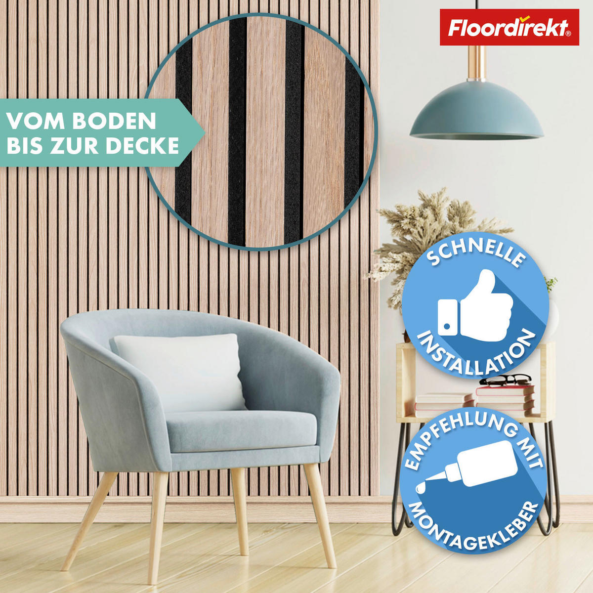 AKUSTIKPANEEL Akustikpaneel Schmal 27/275/2,1 cm  - Eiche Bianco, Basics, Holzwerkstoff (27/275/2,1cm) - Floordirekt