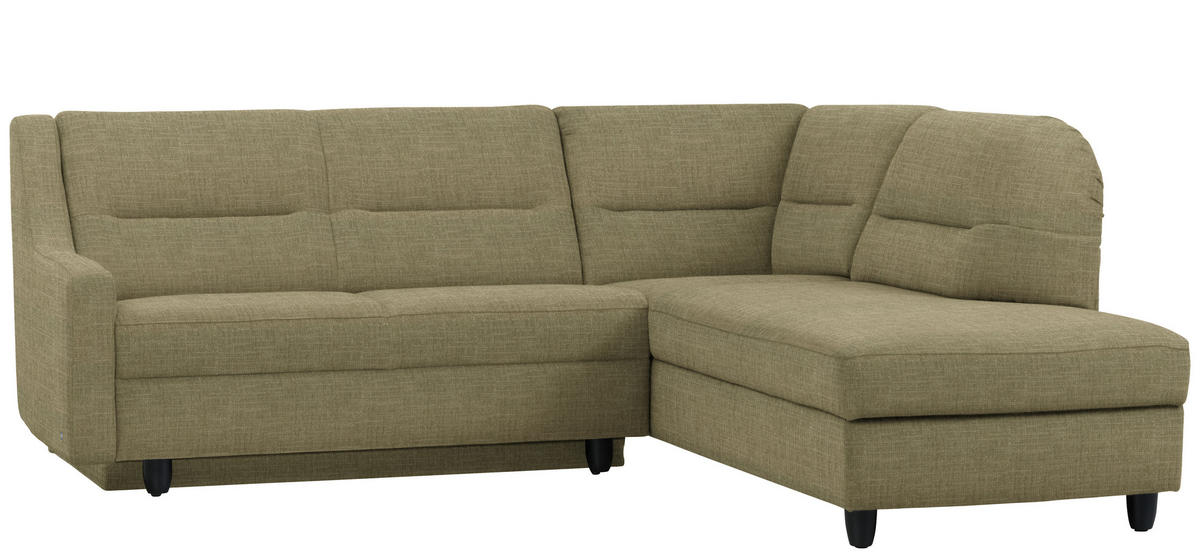 ECKSOFA in Chenille Olivgrün  226/208 cm  - Schwarz/Olivgrün, KONVENTIONELL, Textil (226/208cm) - Sedda