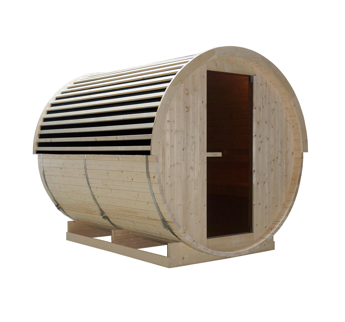 SAUNA für 6 Personen Nyborg  - Naturfarben, KONVENTIONELL, Glas/Holz (224,9/194,9/194,20cm)