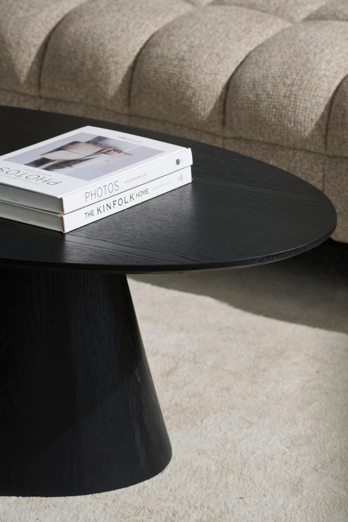 COUCHTISCH Pappel furniert 110/60/40 cm oval Schwarz  - Schwarz, Basics, Holz/Holzwerkstoff (110/60/40cm) - MID.YOU