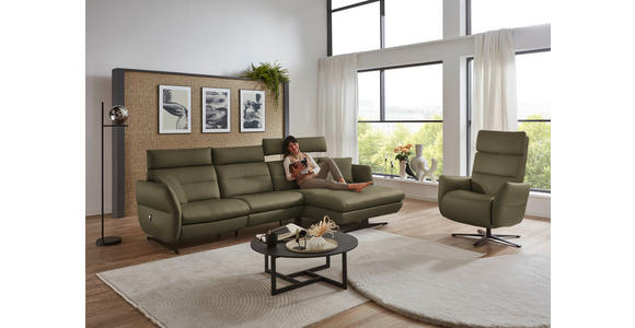 RELAXSESSEL in Leder Olivgrün  - Schwarz/Olivgrün, Design, Leder/Metall (82/119/85cm) - Dieter Knoll