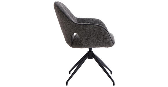 ARMLEHNSTUHL  Sitzfläche 360° drehbar, automatische Rückholfunktion Leinenoptik  Anthrazit, Schwarz  - Anthrazit/Schwarz, Design, Textil/Metall (62/85/64cm) - Novel