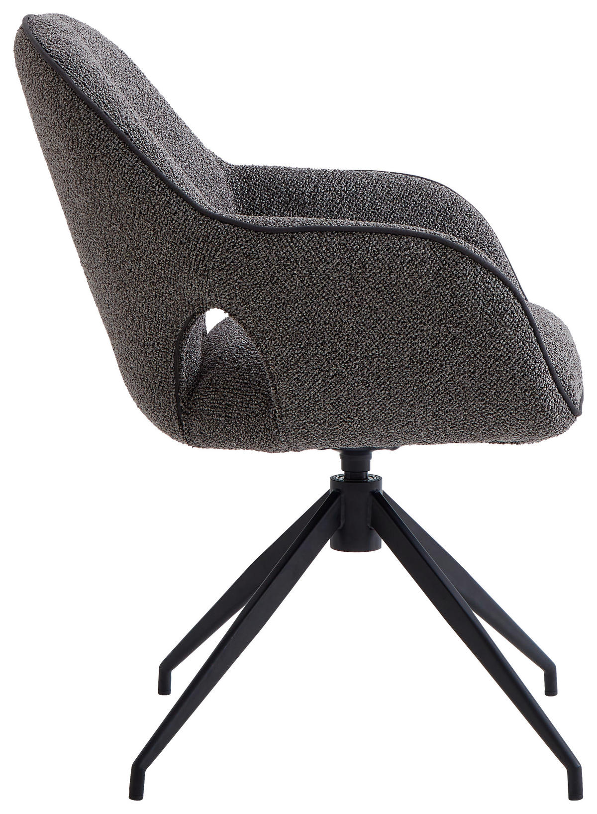 ARMLEHNSTUHL  in Eisen Leinenoptik  - Anthrazit/Schwarz, Design, Textil/Metall (62/85/64cm) - Novel