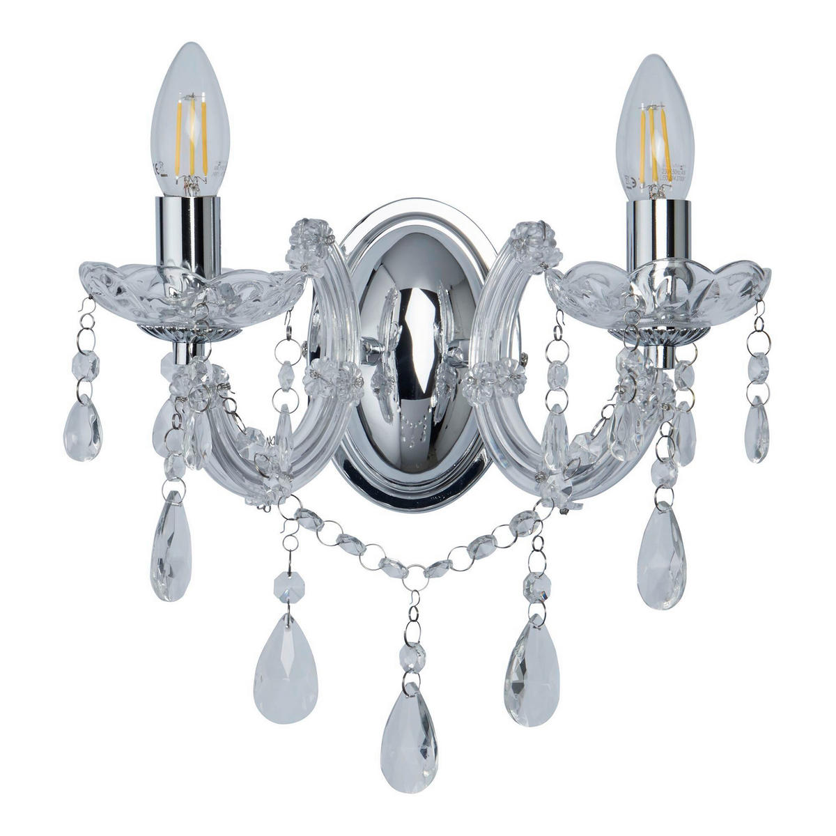 VÄGGLAMPA Marie Therese 32/20 cm   - kromfärg, Basics, metall/glas (32/20cm)