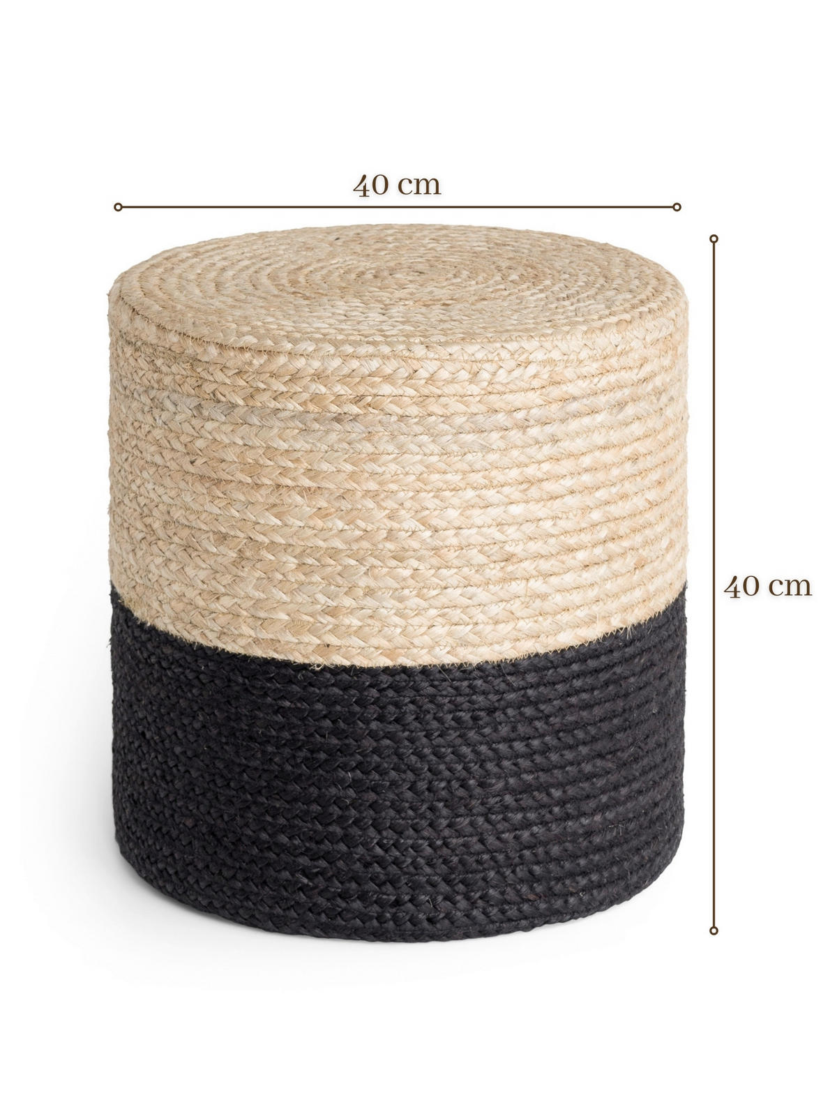 POUF Struktur Uni 40/40/40 cm  - Goldfarben/Schwarz, Design, Textil (40/40/40cm)