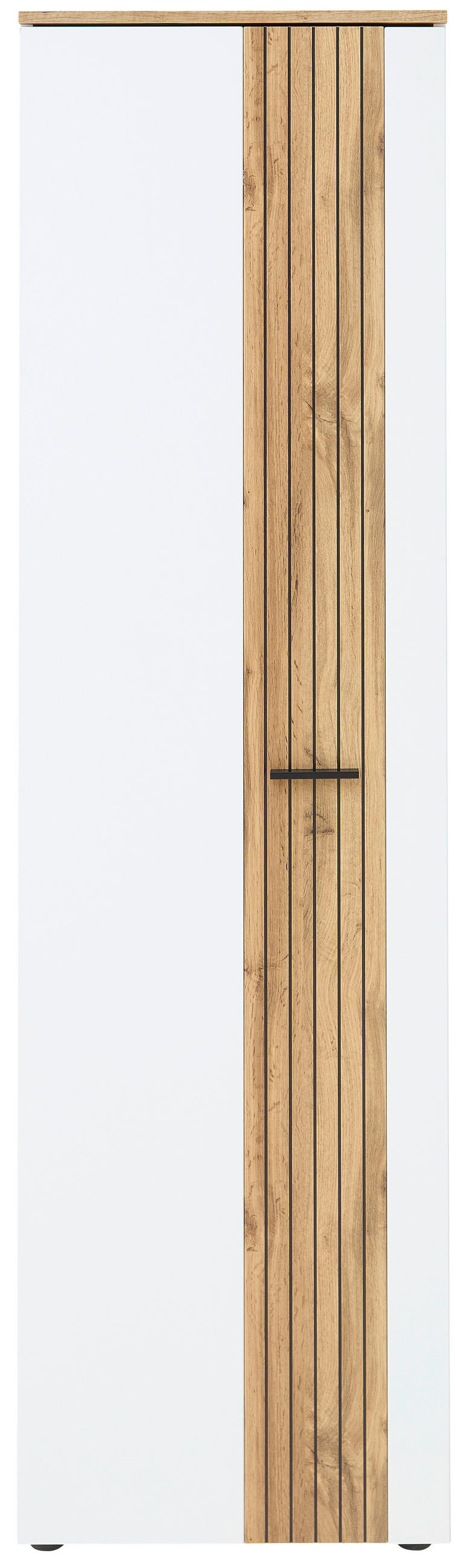DULAP PENTRU HOL 57/202/38 cm  - alb/culoare lemn stejar, Basics, plastic/material pe bază de lemn (57/202/38cm) - Xora