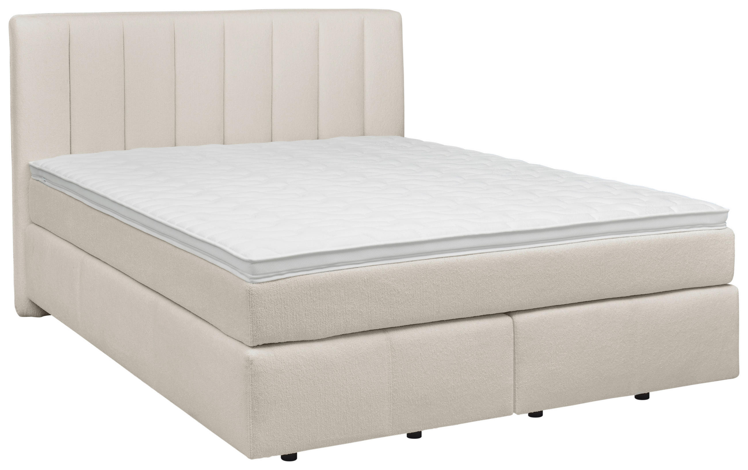 BOXSPRINGBETT 180/200 cm,  in Creme, H2 + H3 = mittel + fest  - Creme, KONVENTIONELL, Kunststoff/Textil (180/200cm) - Voleo