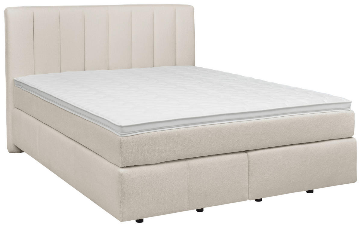 BOXSPRINGBETT 180/200 cm,  in Creme, H2 + H3 = mittel + fest  - Creme, KONVENTIONELL, Kunststoff/Textil (180/200cm) - Voleo
