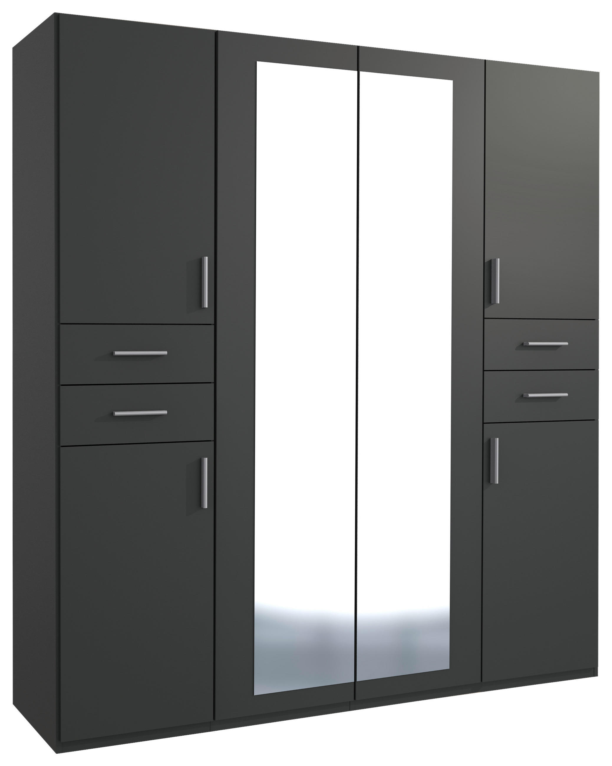 DREHTÜRENSCHRANK  in Graphitfarben  - Silberfarben/Graphitfarben, Basics, Holzwerkstoff (180/208/58cm) - MID.YOU
