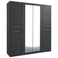 DREHTÜRENSCHRANK 180/208/58 cm 6-türig Graphitfarben  - Silberfarben/Graphitfarben, Basics, Holzwerkstoff (180/208/58cm) - MID.YOU